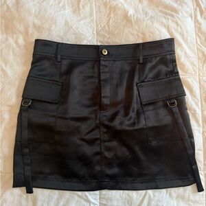 Aqua Black Satin Mini Skirt